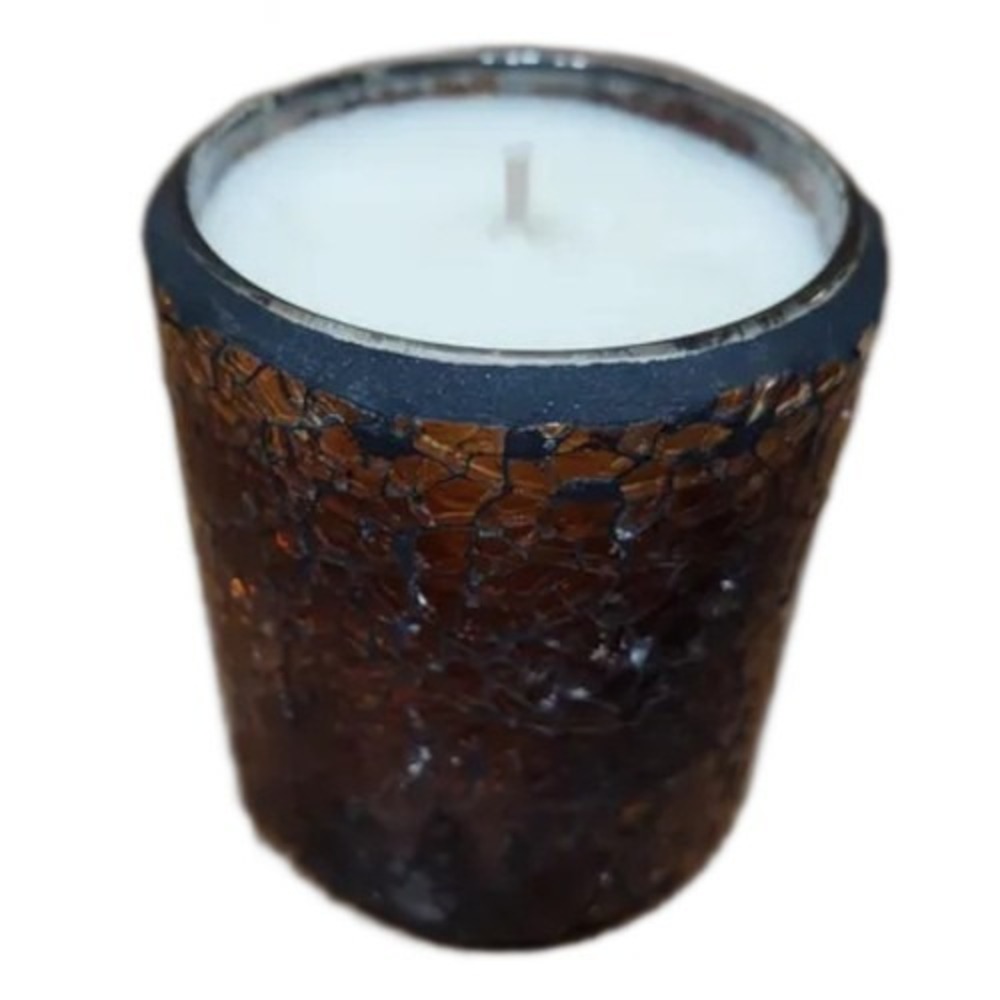 Handmade Chocolate‎ Mint Scented Candle in Mosaic Glass Vessel 6 oz